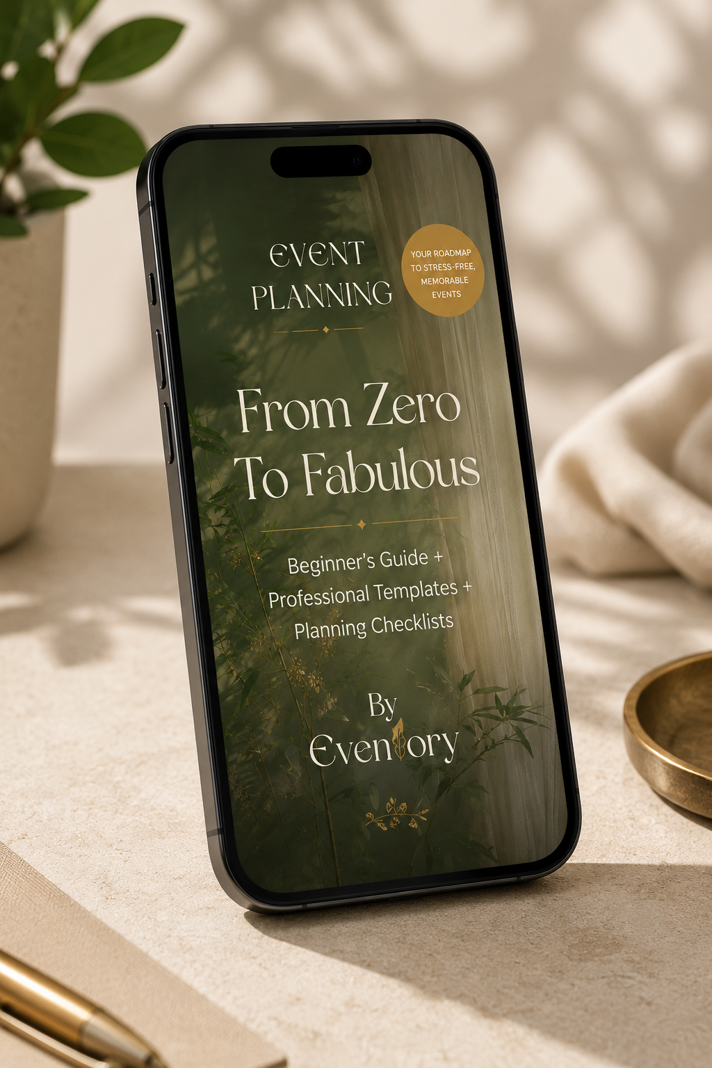 From Zero To Fabulous event planning guide cover on a phone