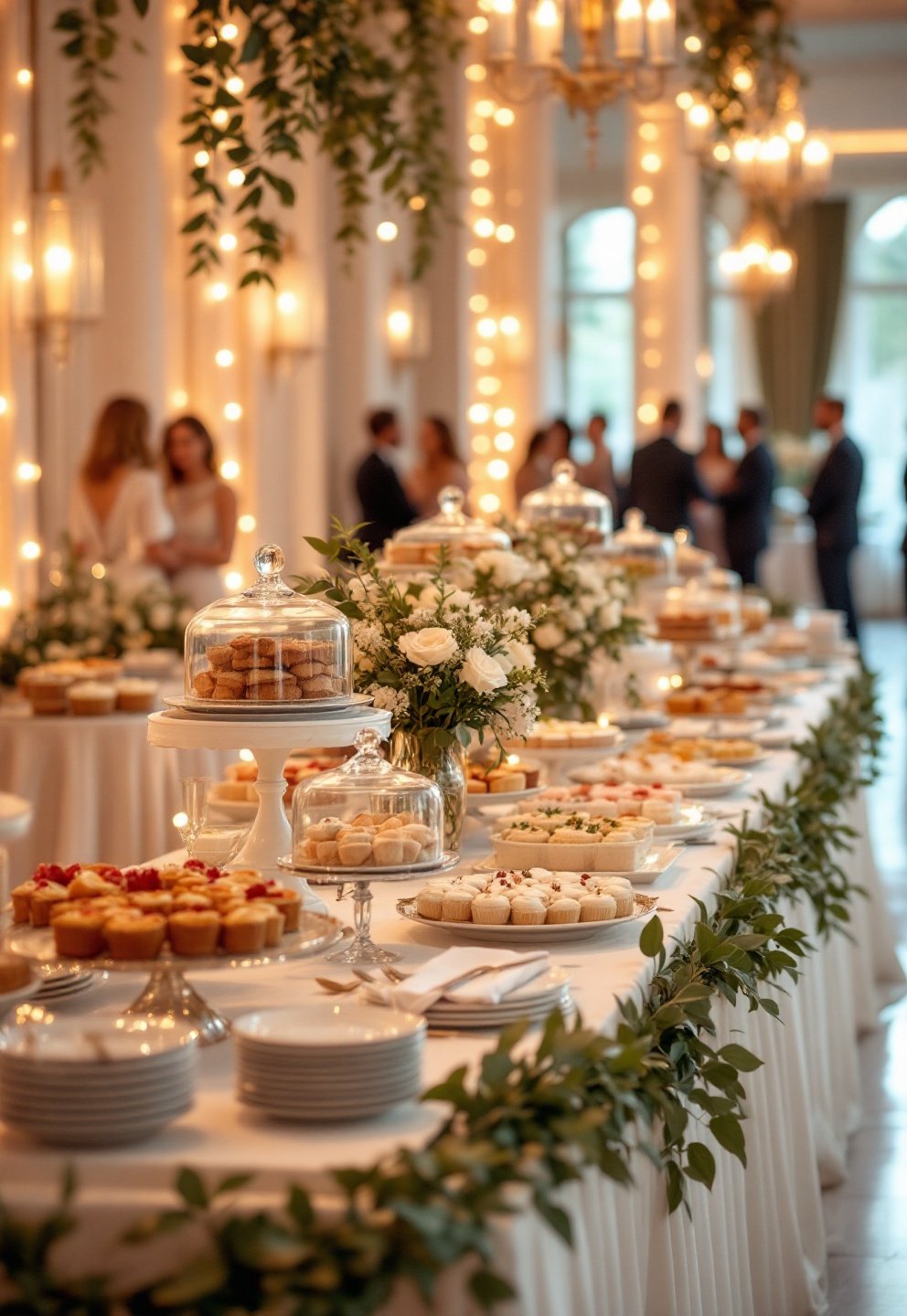 Organisation d’une décoration buffet avec présentoirs à différentes hauteurs