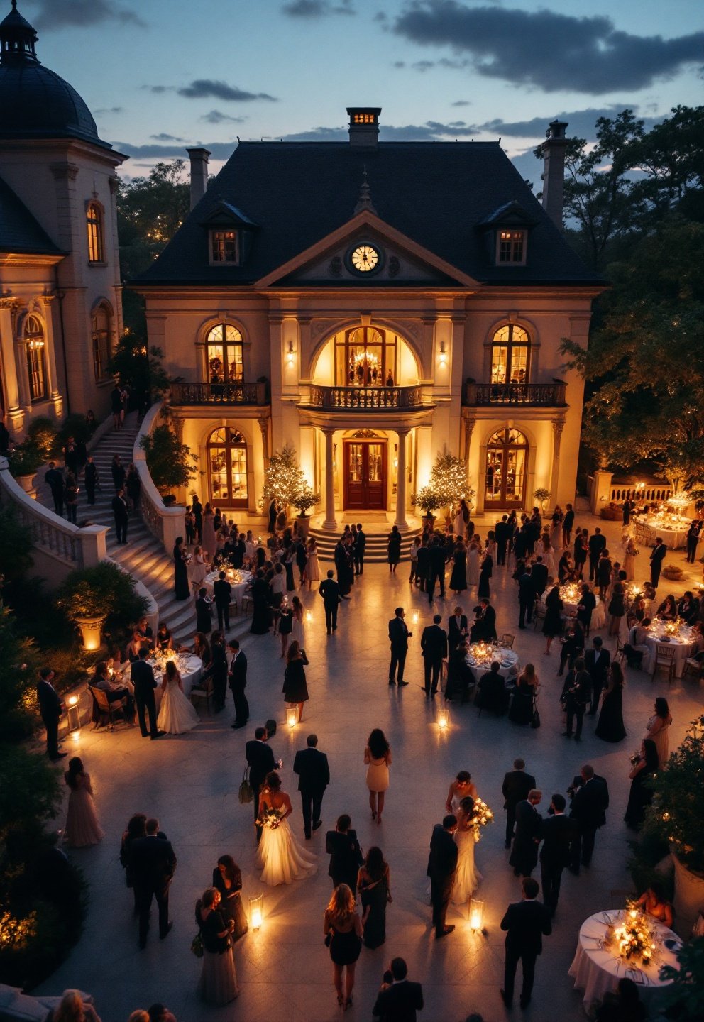 A grand staircase inside a period mansion, ready for wedding photography