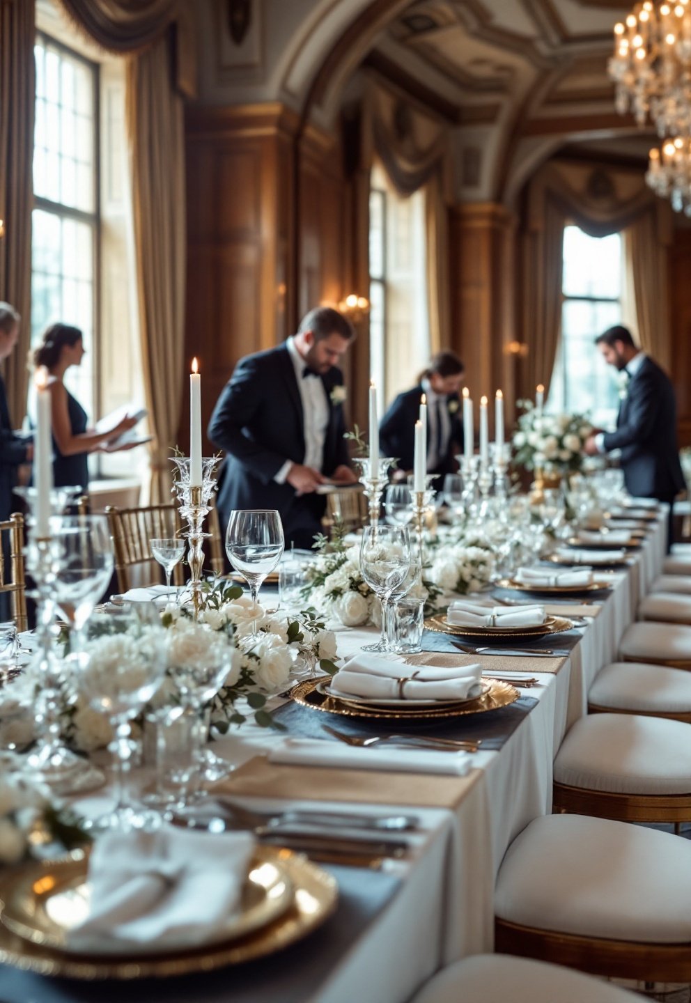Outdoor ceremony setup in the formal gardens of an estate wedding venue