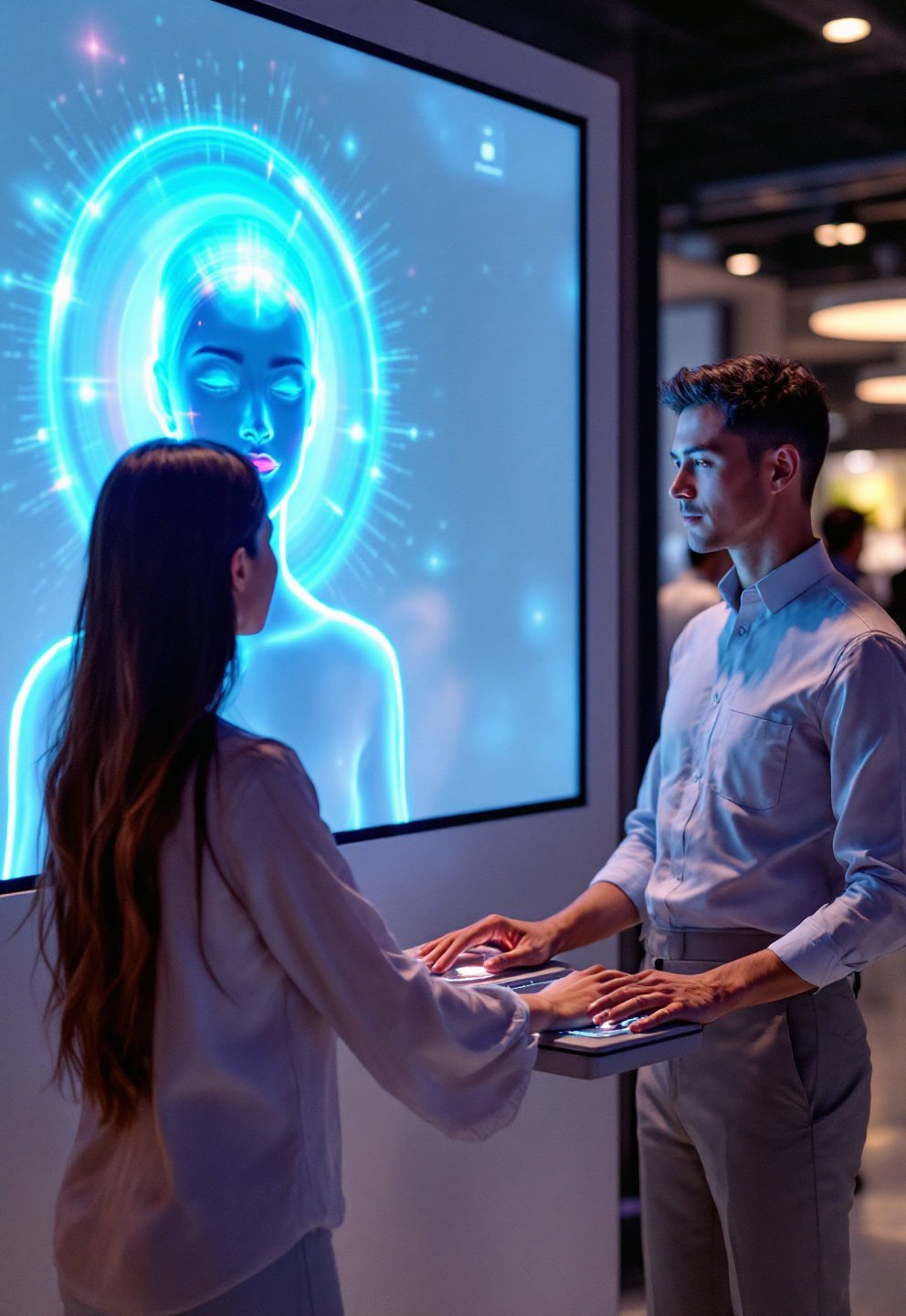 Aura photography event booth workflow: sensors, camera, generative color overlay